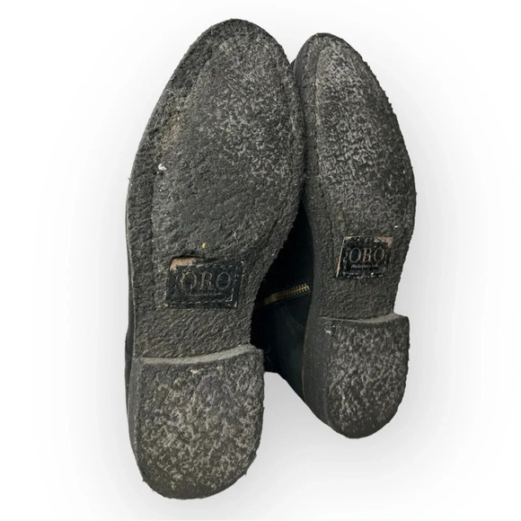 ORO Black  Crepe Leather Combat Boots 8 - Picture 9 of 9